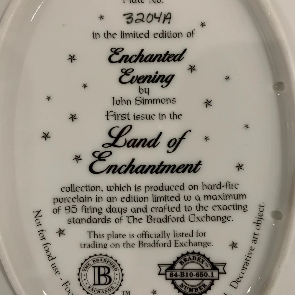 The Bradford Exchange Enchanted Evening  by John Simmons Plate # 3204A